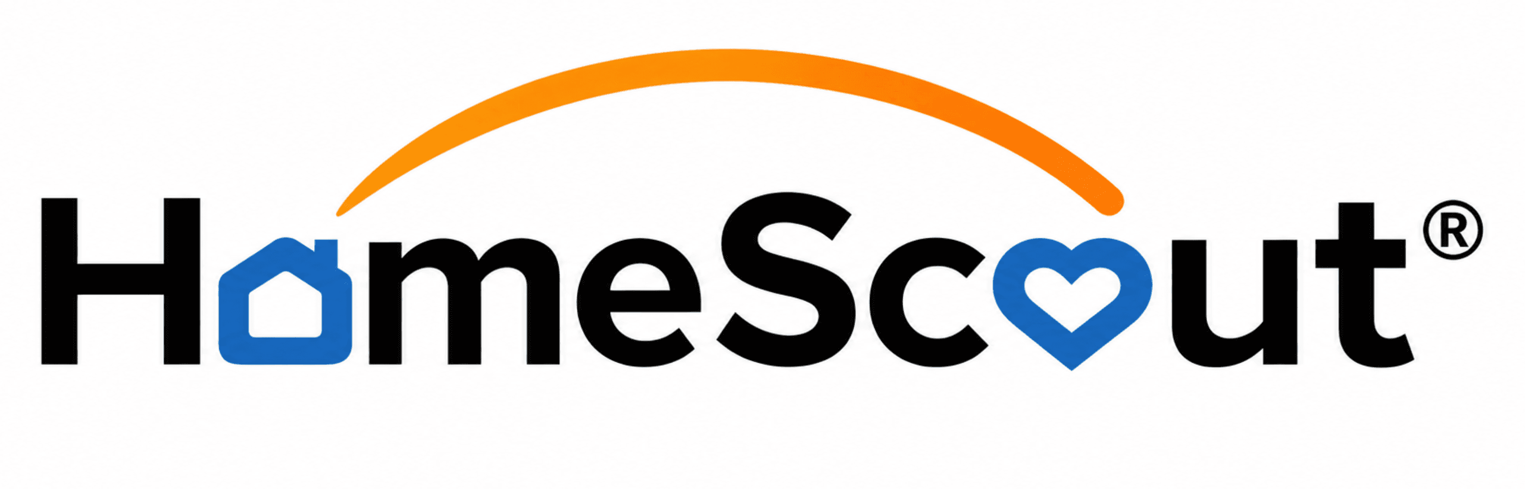 HomeScout® — orange swoosh with blue house and heart artwork